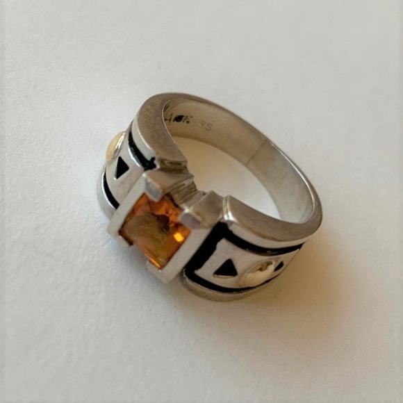 John Atencio Jewelry - John Atencio Citrine Sterling Silver 18K Gold Ring